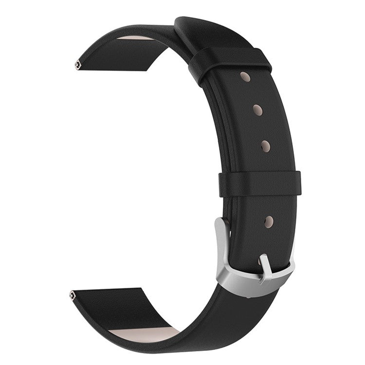 20mm Genuine Leather Smart Watch Band for Samsung Galaxy Watch6 40mm 44mm / Watch6 Classic 43mm 47mm / Watch 5 40mm 44mm / 5 Pro 45mm / Watch4 40mm 44mm - Black