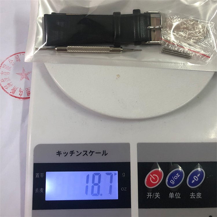 20mm Genuine Leather Smart Watch Band for Samsung Galaxy Watch6 40mm 44mm / Watch6 Classic 43mm 47mm / Watch 5 40mm 44mm / 5 Pro 45mm / Watch4 40mm 44mm - Black