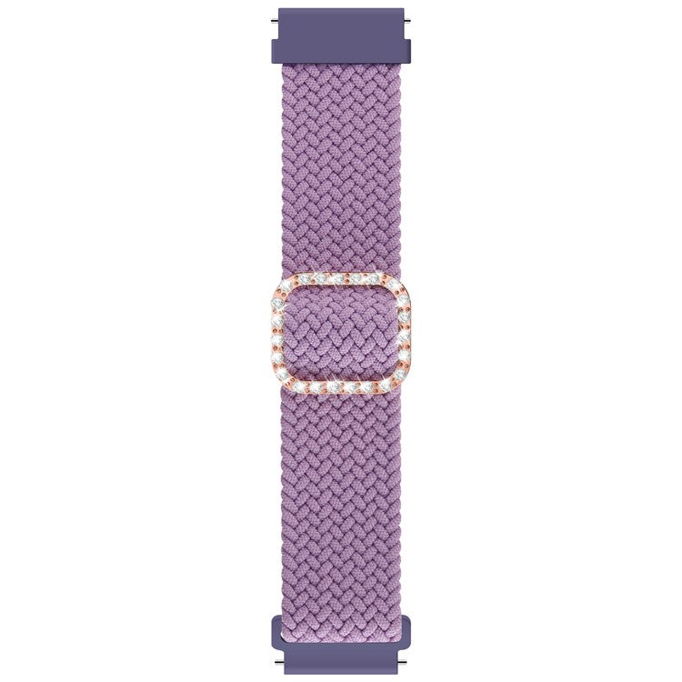 22mm Nylon Braided Adjustable Watchband Rhinestone Buckle Watch Strap for Samsung Gear S3 Classic/S3 Frontier/Galaxy Watch 46mm - Purple