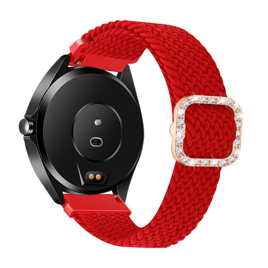 Nylon Braided Rhinestone Buckle Adjustable Watch Band Wrist Strap 20mm for Samsung Galaxy Watch Active/Galaxy Watch 42mm/Gear Sport - Red