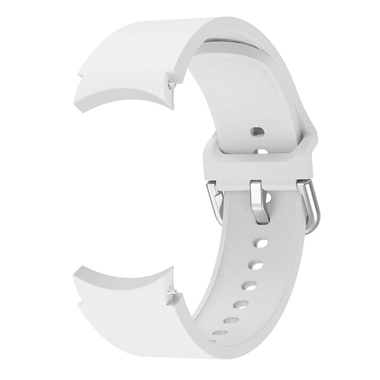 Soft Silicone Watch Strap Replacement Sport Band for Samsung Galaxy Watch6 40mm 44mm / Watch6 Classic 43mm 47mm / Watch 5 40mm 44mm / 5 Pro 45mm / Watch4 40mm 44mm - White