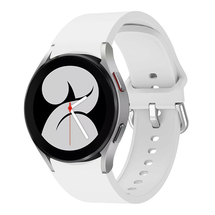Soft Silicone Watch Strap Replacement Sport Band for Samsung Galaxy Watch6 40mm 44mm / Watch6 Classic 43mm 47mm / Watch 5 40mm 44mm / 5 Pro 45mm / Watch4 40mm 44mm - White