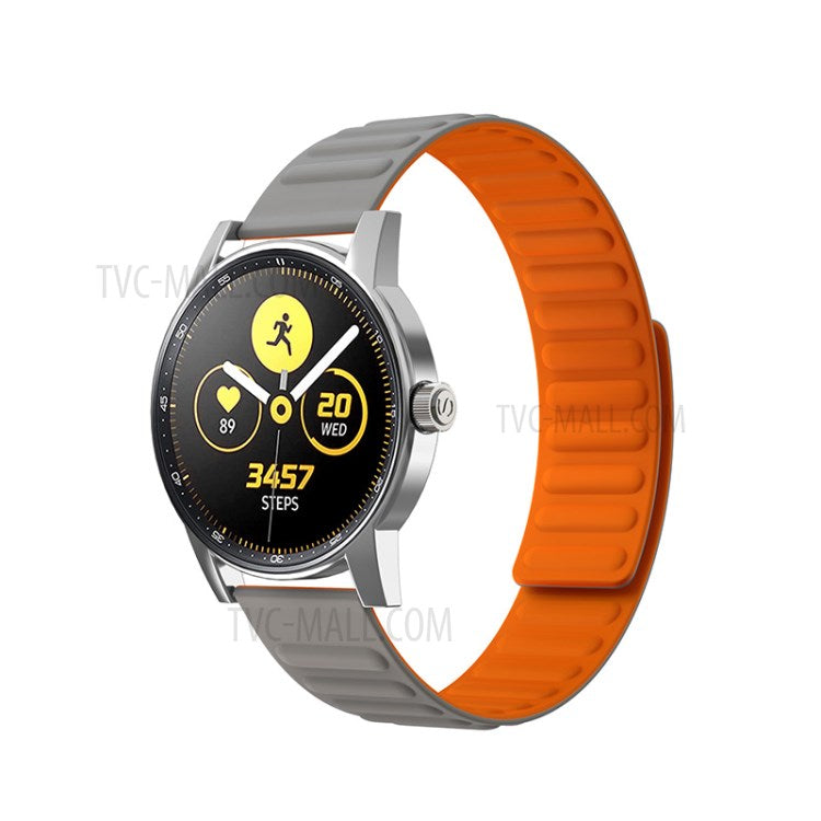 22mm Universal Flexible Silicone Magnetic Absorption Watchband Strap Replacement for Samsung Galaxy Watch3 41mm/Watch 46mm - Grey/Orange