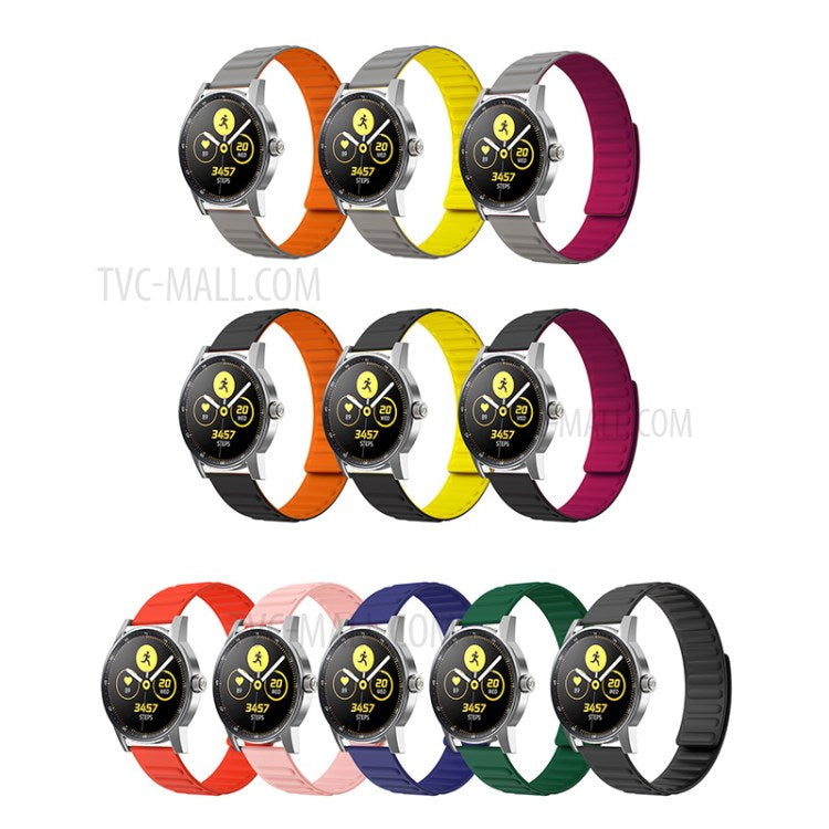 22mm Universal Flexible Silicone Magnetic Absorption Watchband Strap Replacement for Samsung Galaxy Watch3 41mm/Watch 46mm - Grey/Orange