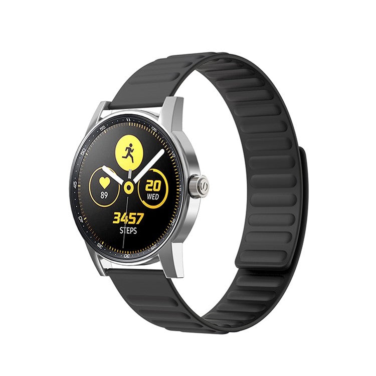 22mm Universal Flexible Silicone Magnetic Absorption Watchband Strap Replacement for Samsung Galaxy Watch3 41mm/Watch 46mm - Black