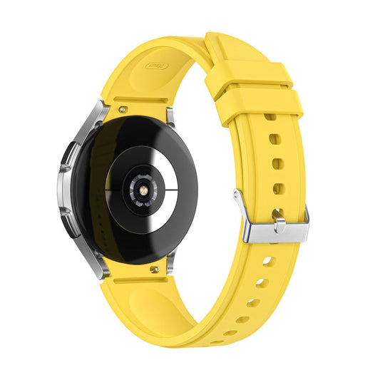 Solid Color Soft Silicone Adjustable Watch Strap Wristband for Samsung Galaxy Watch6 40mm 44mm / Watch6 Classic 43mm 47mm / Watch 5 40mm 44mm / 5 Pro 45mm / Watch4 40mm 44mm - Mango Yellow