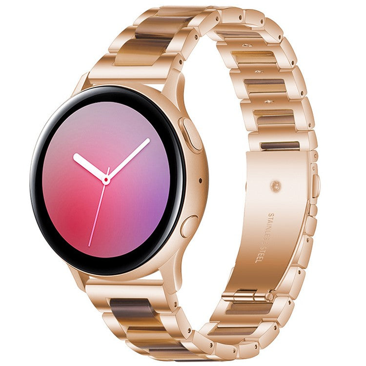 22mm Three Beads Wristband Strap Stainless Steel Fashion Sleek Resin Bracelet for Huawei Watch 3 / 3 Pro / Samsung Galaxy Watch 3 45mm / 46mm / Garmin Venu 2 - Rose Gold/Honey
