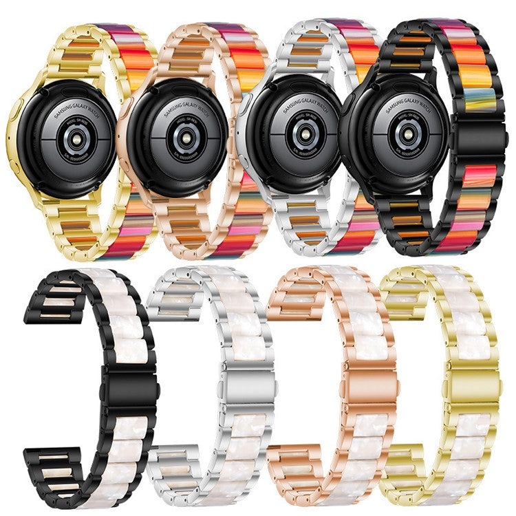 22mm Three Beads Wristband Strap Stainless Steel Fashion Sleek Resin Bracelet for Huawei Watch 3 / 3 Pro / Samsung Galaxy Watch 3 45mm / 46mm / Garmin Venu 2 - Rose Gold/Honey