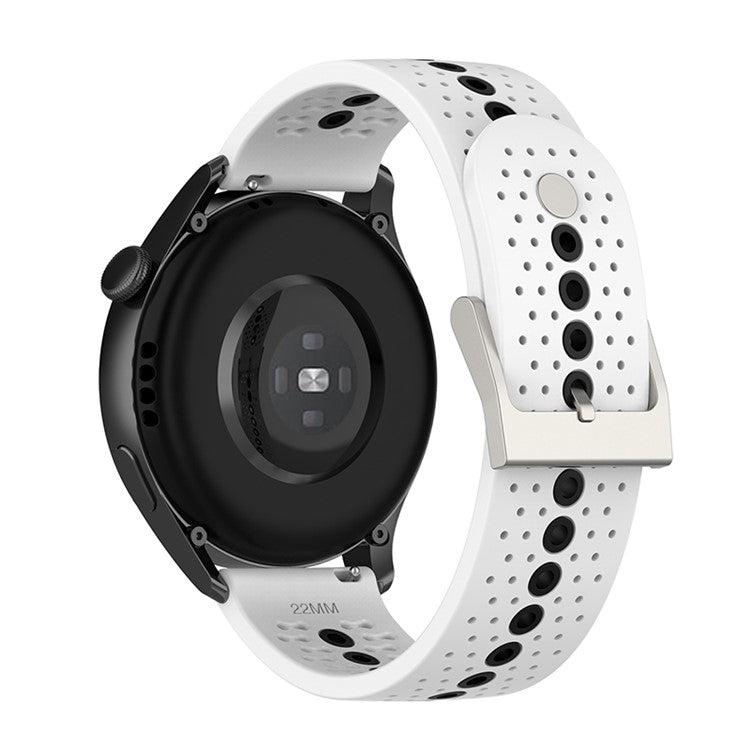 22mm Dual Color Silicone Watch Bands Adjustable Replacement Straps for Huawei Watch GT Runner / Huawei Watch GT 3 46mm / Watch 3 / GT2 Pro / Samsung Galaxy Watch3 45mm / Watch 42mm - White/Black