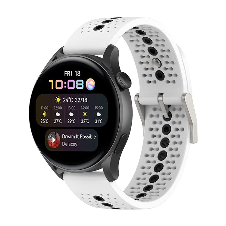 22mm Dual Color Silicone Watch Bands Adjustable Replacement Straps for Huawei Watch GT Runner / Huawei Watch GT 3 46mm / Watch 3 / GT2 Pro / Samsung Galaxy Watch3 45mm / Watch 42mm - White/Black