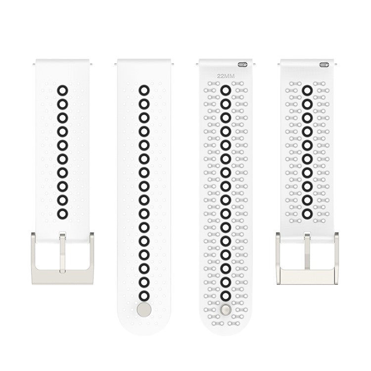 22mm Dual Color Silicone Watch Bands Adjustable Replacement Straps for Huawei Watch GT Runner / Huawei Watch GT 3 46mm / Watch 3 / GT2 Pro / Samsung Galaxy Watch3 45mm / Watch 42mm - White/Black