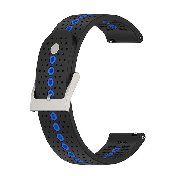 22mm Dual Color Silicone Watch Bands Adjustable Replacement Straps for Huawei Watch GT Runner / Huawei Watch GT 3 46mm / Watch 3 / GT2 Pro / Samsung Galaxy Watch3 45mm / Watch 42mm - Black/Blue