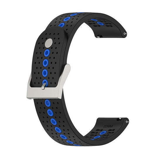 22mm Dual Color Silicone Watch Bands Adjustable Replacement Straps for Huawei Watch GT Runner / Huawei Watch GT 3 46mm / Watch 3 / GT2 Pro / Samsung Galaxy Watch3 45mm / Watch 42mm - Black/Blue