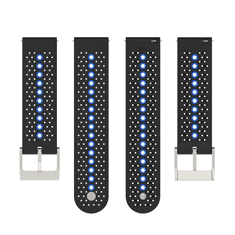 22mm Dual Color Silicone Watch Bands Adjustable Replacement Straps for Huawei Watch GT Runner / Huawei Watch GT 3 46mm / Watch 3 / GT2 Pro / Samsung Galaxy Watch3 45mm / Watch 42mm - Black/Blue