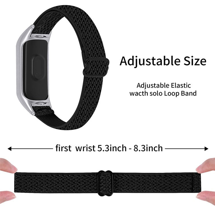 Braided Nylon Strap Watch Band Adjustable Elastic Solo Sports Loop Bracelet for Xiaomi Mi Band 4 / 3 - Black