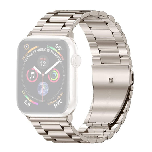 Watch Strap for Apple Watch Series 10 42mm / 9 8 7 41mm / SE (2023) SE (2022) SE 6 5 4 40mm / 3 2 1 38mm Three Beads Stainless Steel Watch Band - Starlight
