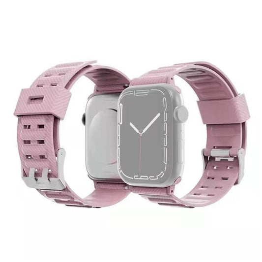 TPU Watch Strap Carbon Fiber Texture Watch Band Strap Replacement for Apple Watch Series Series 7 41mm - Pink