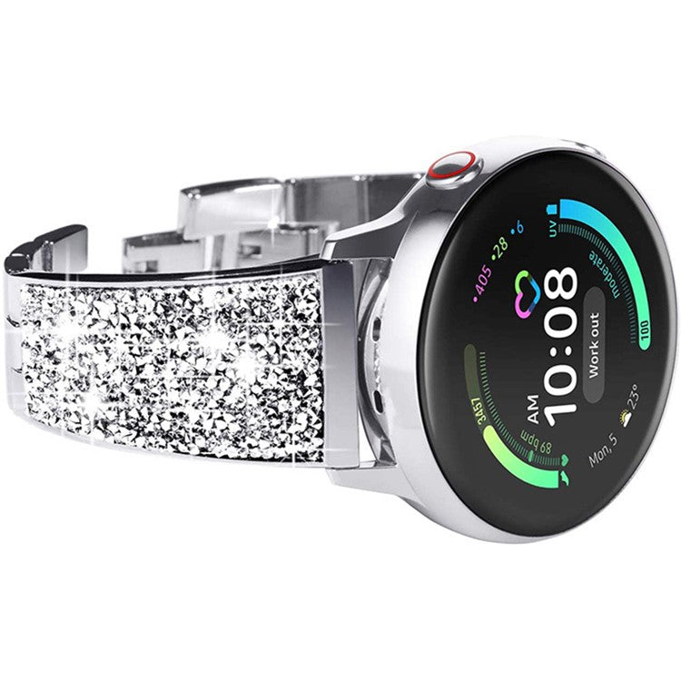 20mm Stainless Steel Metal Band Glitter Strap Wristband for Samsung Galaxy Watch 42mm 46mm / Galaxy Watch4 Classic 42mm 46mm / Garmin Venu / Suunto 3 Fitness - Silver