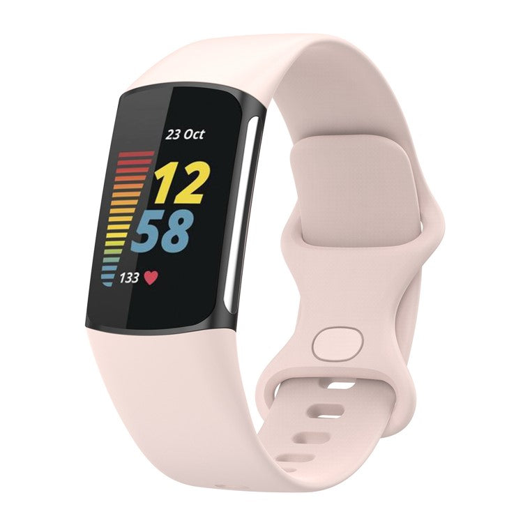 Soft TPU Replacement Watch Strap Smart Watch Band Strap (Size: L) for Fitbit Charge 5 - Light Pink