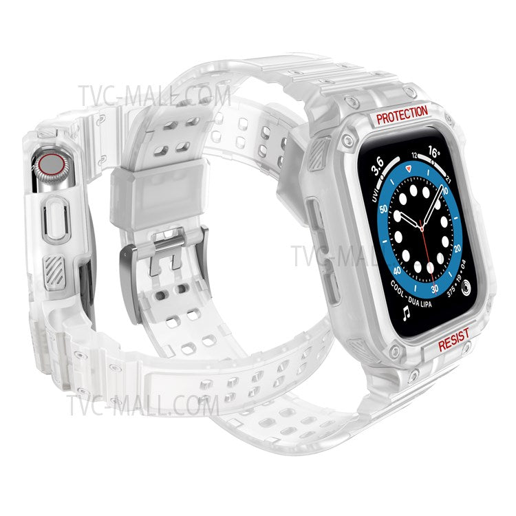 Electroplating One-Piece Soft TPU Smart Watch Replacement Strap for Apple Watch Series 10 42mm / 9 8 7 41mm / 6 5 4 SE SE (2022) SE (2023) 40mm / 3 2 1 38mm - Matte Transparent / Transparent