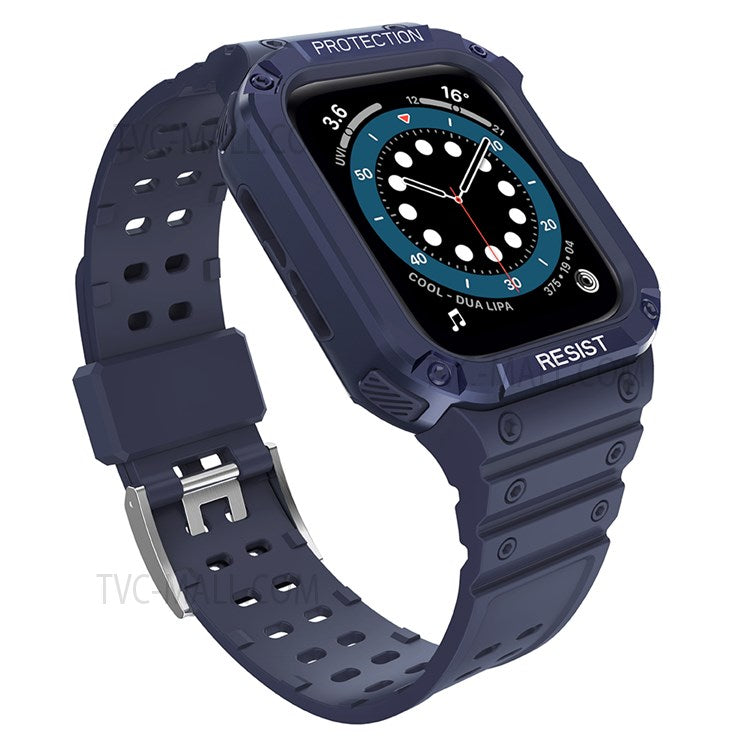 Electroplating One-Piece Soft TPU Smart Watch Replacement Strap for Apple Watch Series 10 42mm / 9 8 7 41mm / 6 5 4 SE SE (2022) SE (2023) 40mm / 3 2 1 38mm - Dark Blue / Blue