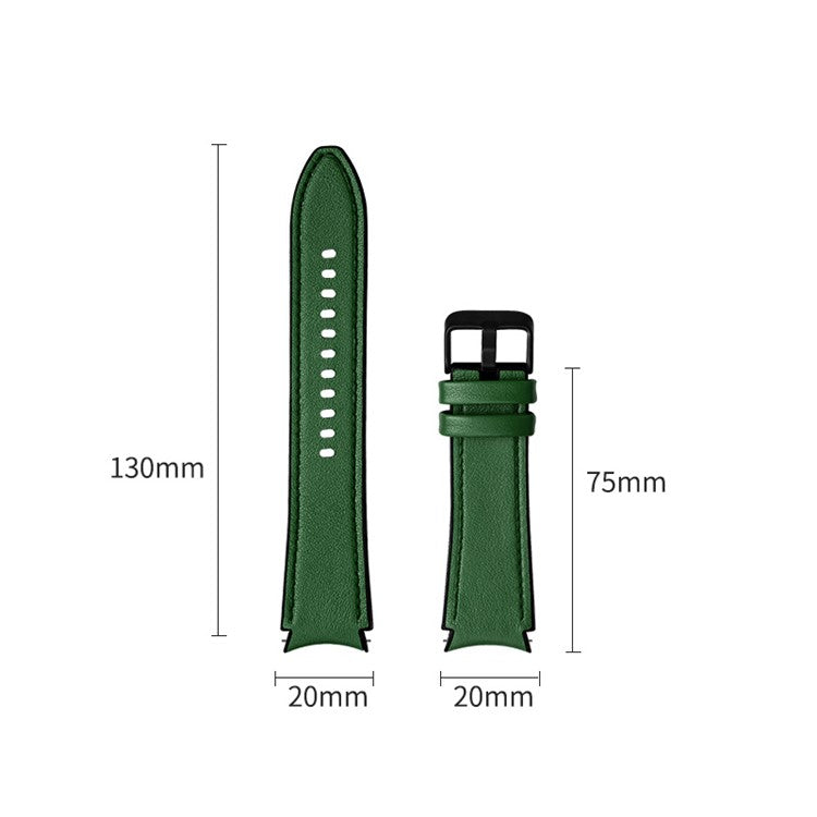 20mm Adjustable Leather Watch Band Strap for Samsung Galaxy Watch6 40mm 44mm / Watch6 Classic 43mm 47mm / Watch 5 40mm 44mm / 5 Pro 45mm / Watch4 40mm 44mm - Brown