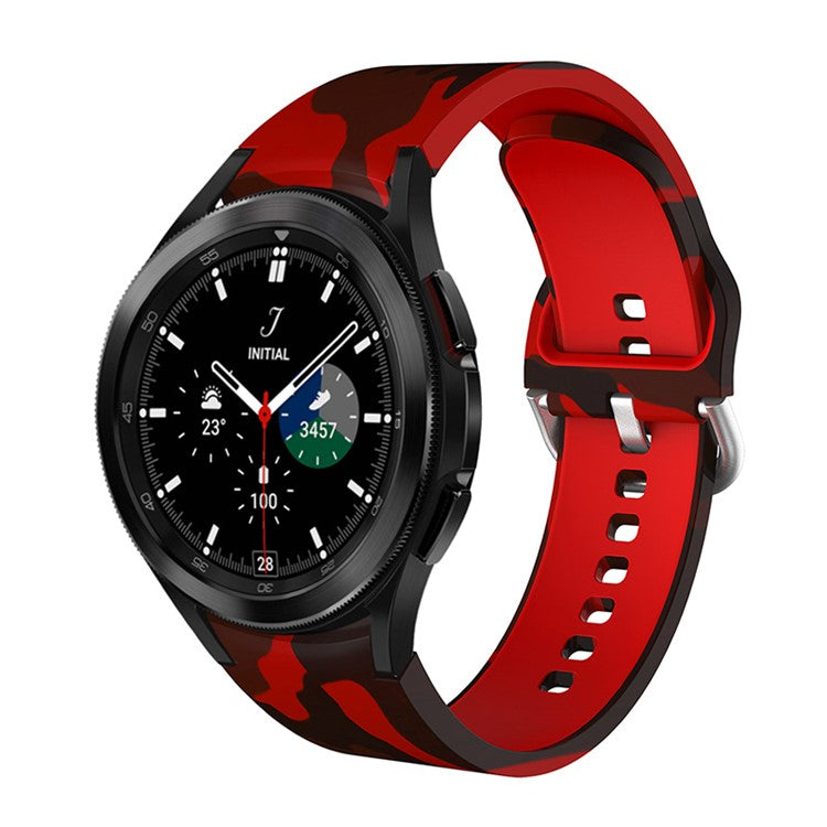 Pattern Printed Silicone Smart Watch Band Strap Replacement for Samsung Galaxy Watch6 40mm 44mm / Watch6 Classic 43mm 47mm / Watch 5 40mm 44mm / 5 Pro 45mm / Watch4 40mm 44mm - Camouflage Red