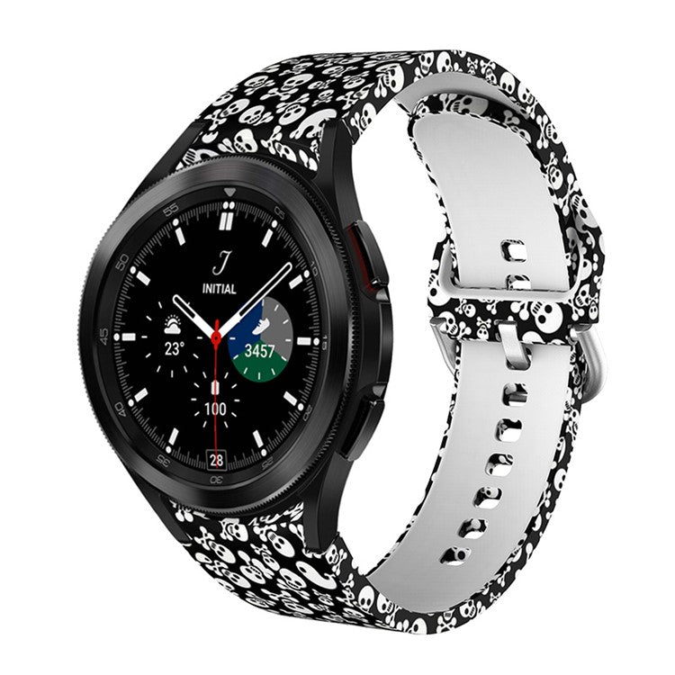Pattern Printed Silicone Smart Watch Band Strap Replacement for Samsung Galaxy Watch6 40mm 44mm / Watch6 Classic 43mm 47mm / Watch 5 40mm 44mm / 5 Pro 45mm / Watch4 40mm 44mm - Skull