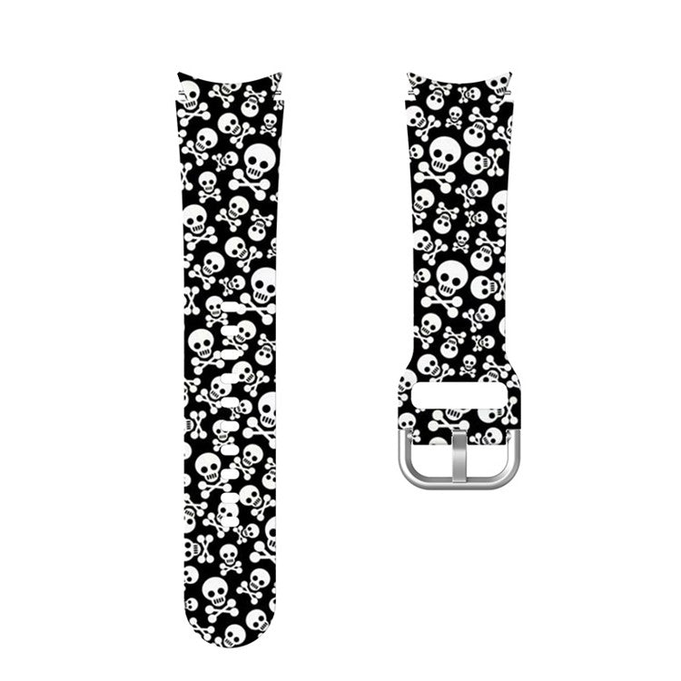 Pattern Printed Silicone Smart Watch Band Strap Replacement for Samsung Galaxy Watch6 40mm 44mm / Watch6 Classic 43mm 47mm / Watch 5 40mm 44mm / 5 Pro 45mm / Watch4 40mm 44mm - Skull