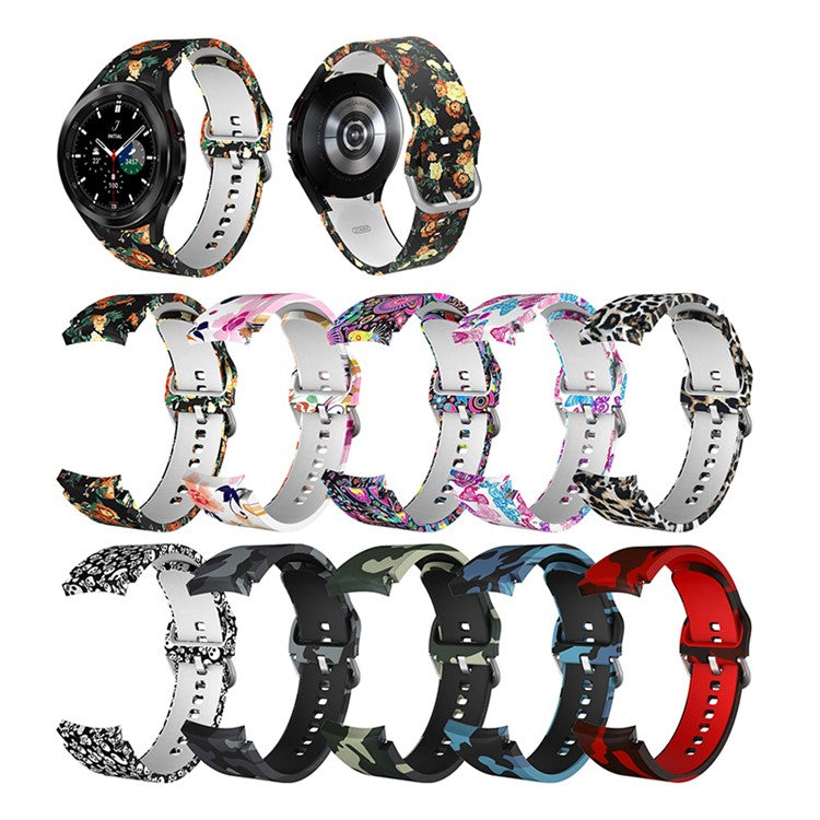 Pattern Printed Silicone Smart Watch Band Strap Replacement for Samsung Galaxy Watch6 40mm 44mm / Watch6 Classic 43mm 47mm / Watch 5 40mm 44mm / 5 Pro 45mm / Watch4 40mm 44mm - Skull