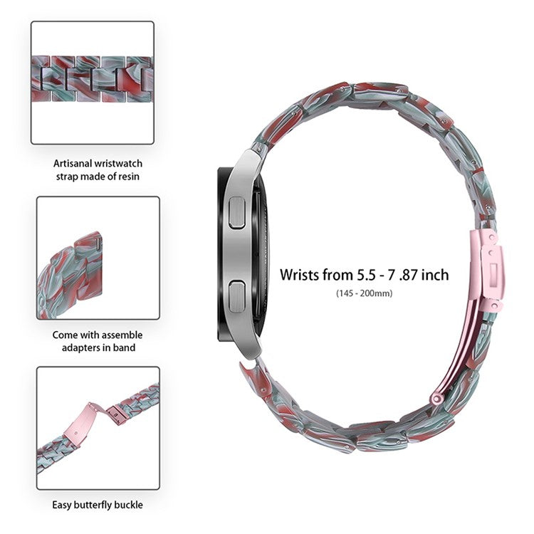 Resin Watch Band Stainless Steel Buckle Strap Bracelet for Samsung Galaxy Watch4 Classic 42mm / 46mm - Emerald Red