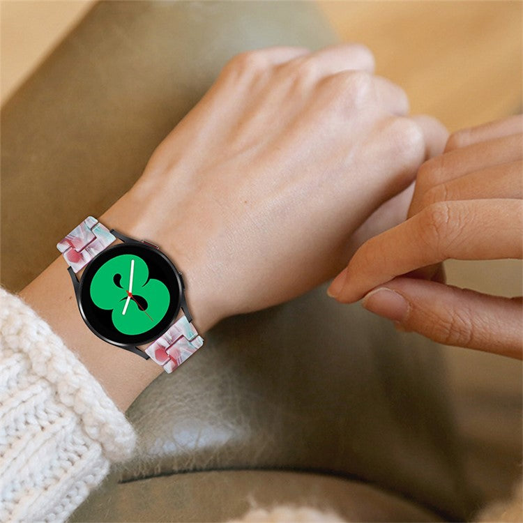 Resin Watch Band Stainless Steel Buckle Strap Bracelet for Samsung Galaxy Watch4 Classic 42mm / 46mm - Emerald Red