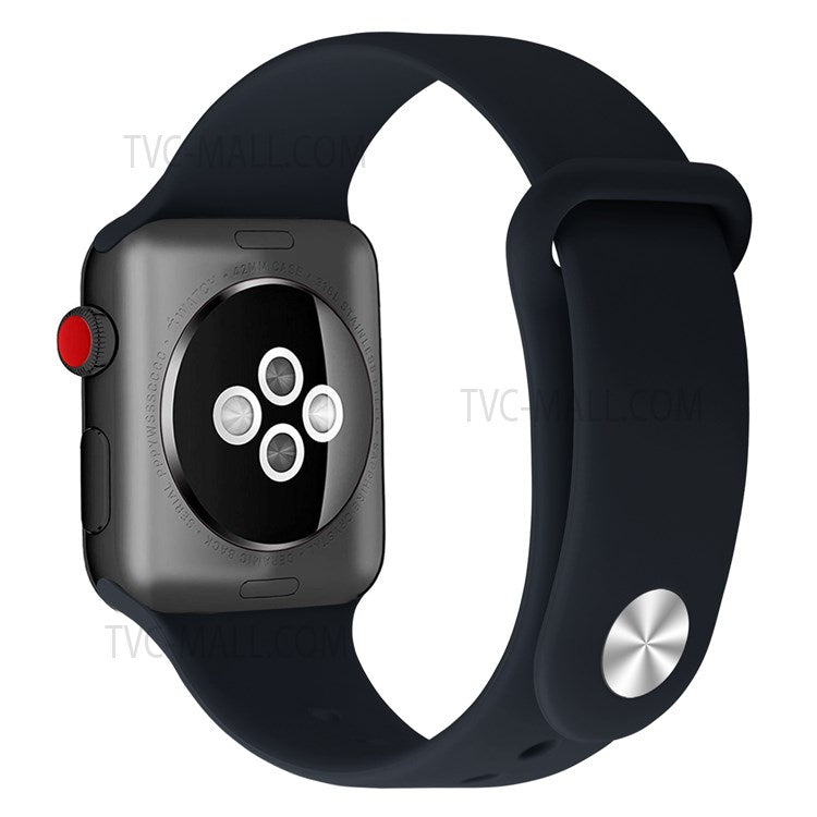 Snap Button Adjustment Silicone Watch Band Strap for Apple Watch Series 10 42mm / 9 8 7 41mm / 6 5 4 SE SE (2022) SE (2023) 40mm / 3 2 1 38mm - Black Blue