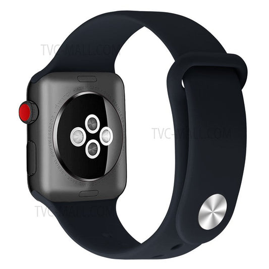 Snap Button Adjustment Silicone Watch Band Strap for Apple Watch Series 10 42mm / 9 8 7 41mm / 6 5 4 SE SE (2022) SE (2023) 40mm / 3 2 1 38mm - Black Blue