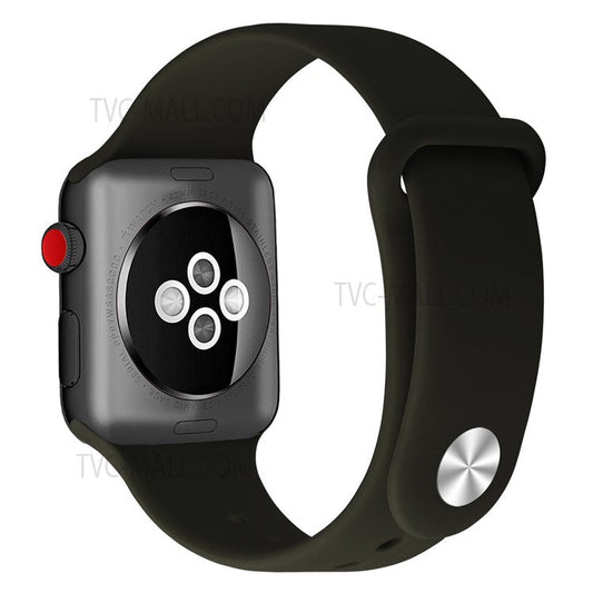 Snap Button Adjustment Silicone Watch Band Strap for Apple Watch Ultra 49mm / Ultra 2 49mm / Series 9 45mm / SE (2023) 44mm / Series 8 45mm / 7 45mm / Watch Series 6 / 5 / 4 / SE 44mm / SE (2022) 44mm / Watch Series 3 / 2 / 1 42mm - Blackish Green