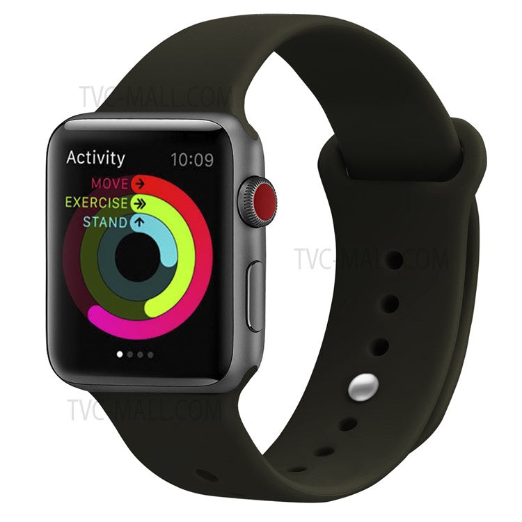 Snap Button Adjustment Silicone Watch Band Strap for Apple Watch Ultra 49mm / Ultra 2 49mm / Series 9 45mm / SE (2023) 44mm / Series 8 45mm / 7 45mm / Watch Series 6 / 5 / 4 / SE 44mm / SE (2022) 44mm / Watch Series 3 / 2 / 1 42mm - Blackish Green