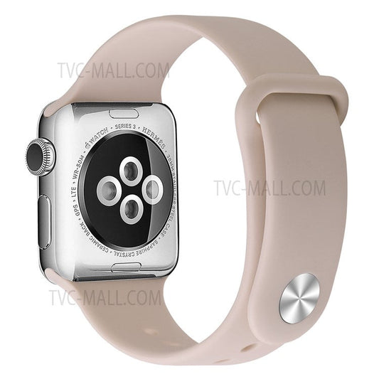 Snap Button Adjustment Silicone Watch Band Strap for Apple Watch Ultra 49mm / Ultra 2 49mm / Series 9 45mm / SE (2023) 44mm / Series 8 45mm / 7 45mm / Watch Series 6 / 5 / 4 / SE 44mm / SE (2022) 44mm / Watch Series 3 / 2 / 1 42mm - Light Pink