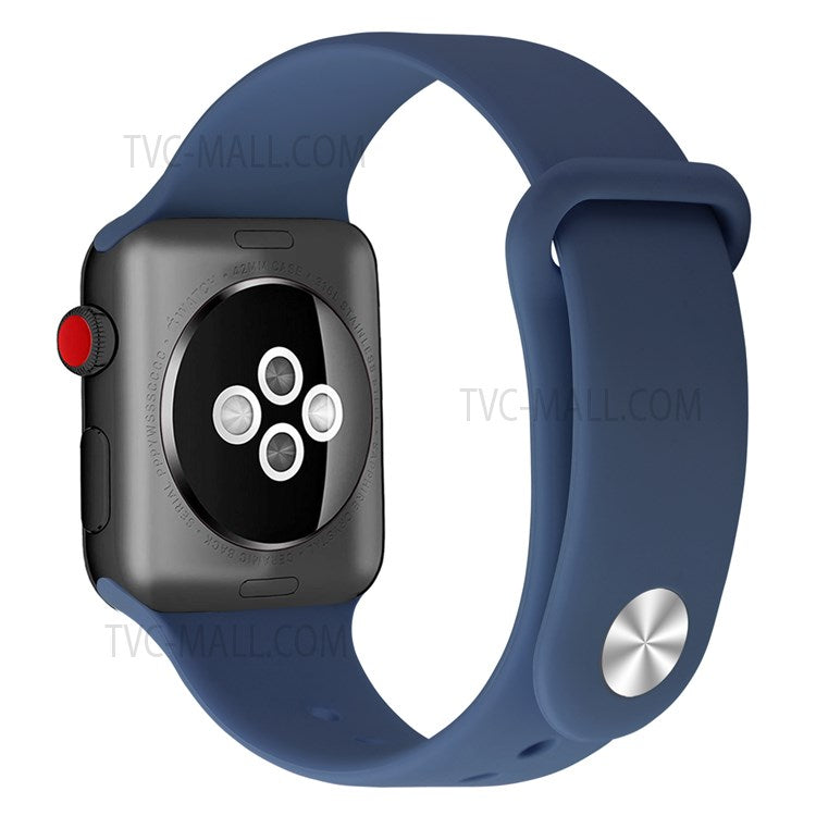 Snap Button Adjustment Silicone Watch Band Strap for Apple Watch Ultra 49mm / Ultra 2 49mm / Series 9 45mm / SE (2023) 44mm / Series 8 45mm / 7 45mm / Watch Series 6 / 5 / 4 / SE 44mm / SE (2022) 44mm / Watch Series 3 / 2 / 1 42mm - Dark Blue