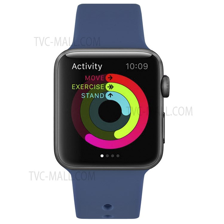 Snap Button Adjustment Silicone Watch Band Strap for Apple Watch Ultra 49mm / Ultra 2 49mm / Series 9 45mm / SE (2023) 44mm / Series 8 45mm / 7 45mm / Watch Series 6 / 5 / 4 / SE 44mm / SE (2022) 44mm / Watch Series 3 / 2 / 1 42mm - Dark Blue