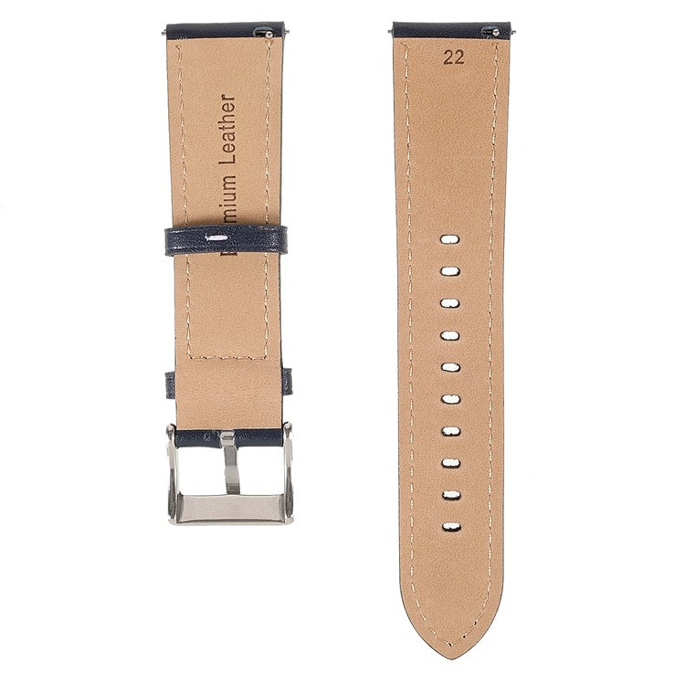 22mm Quick Release Genuine Leather Watch Band Adjustable Stitching Strap for Samsung Gear S3 Classic /Gear S3 Frontier/Galaxy Watch 46mm - Blue