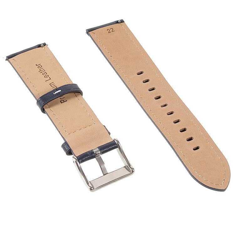 22mm Quick Release Genuine Leather Watch Band Adjustable Stitching Strap for Samsung Gear S3 Classic /Gear S3 Frontier/Galaxy Watch 46mm - Blue