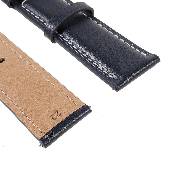 22mm Quick Release Genuine Leather Watch Band Adjustable Stitching Strap for Samsung Gear S3 Classic /Gear S3 Frontier/Galaxy Watch 46mm - Blue