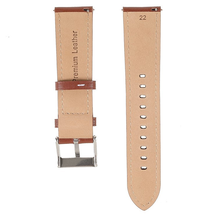 22mm Quick Release Genuine Leather Watch Band Adjustable Stitching Strap for Samsung Gear S3 Classic /Gear S3 Frontier/Galaxy Watch 46mm - Brown