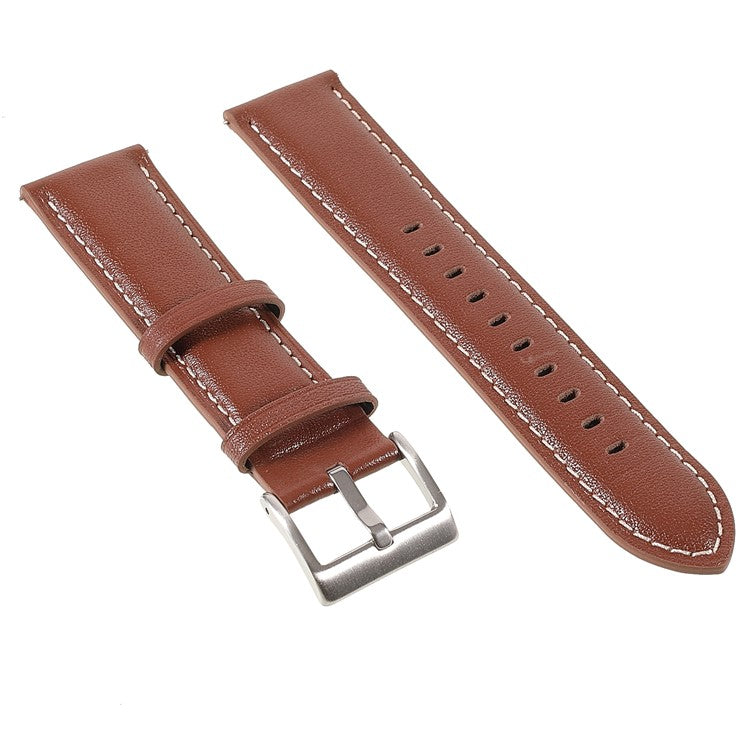 22mm Quick Release Genuine Leather Watch Band Adjustable Stitching Strap for Samsung Gear S3 Classic /Gear S3 Frontier/Galaxy Watch 46mm - Brown