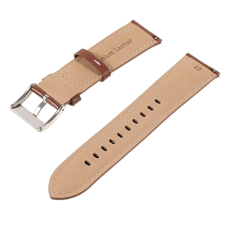 22mm Quick Release Genuine Leather Watch Band Adjustable Stitching Strap for Samsung Gear S3 Classic /Gear S3 Frontier/Galaxy Watch 46mm - Brown