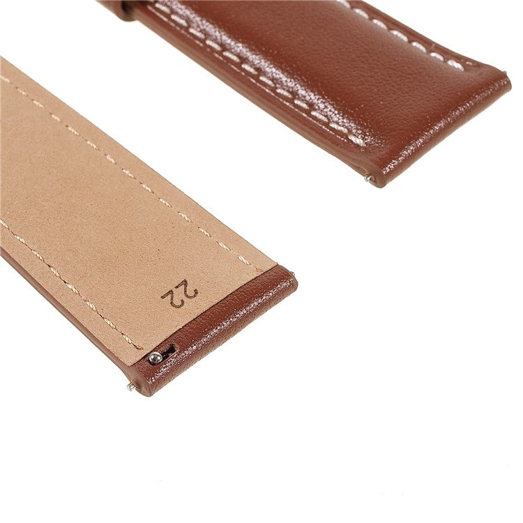 22mm Quick Release Genuine Leather Watch Band Adjustable Stitching Strap for Samsung Gear S3 Classic /Gear S3 Frontier/Galaxy Watch 46mm - Brown