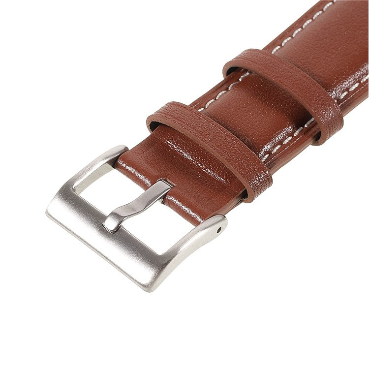 22mm Quick Release Genuine Leather Watch Band Adjustable Stitching Strap for Samsung Gear S3 Classic /Gear S3 Frontier/Galaxy Watch 46mm - Brown