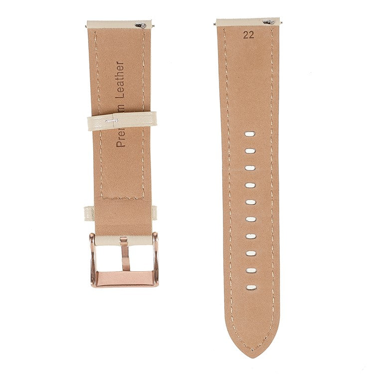 22mm Quick Release Genuine Leather Watch Band Adjustable Stitching Strap for Samsung Gear S3 Classic /Gear S3 Frontier/Galaxy Watch 46mm - Beige