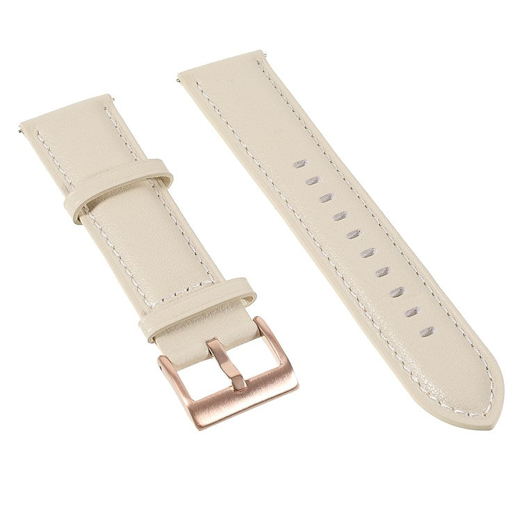 22mm Quick Release Genuine Leather Watch Band Adjustable Stitching Strap for Samsung Gear S3 Classic /Gear S3 Frontier/Galaxy Watch 46mm - Beige