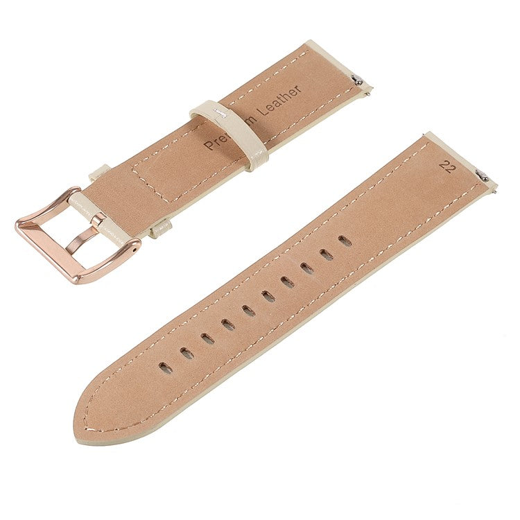 22mm Quick Release Genuine Leather Watch Band Adjustable Stitching Strap for Samsung Gear S3 Classic /Gear S3 Frontier/Galaxy Watch 46mm - Beige